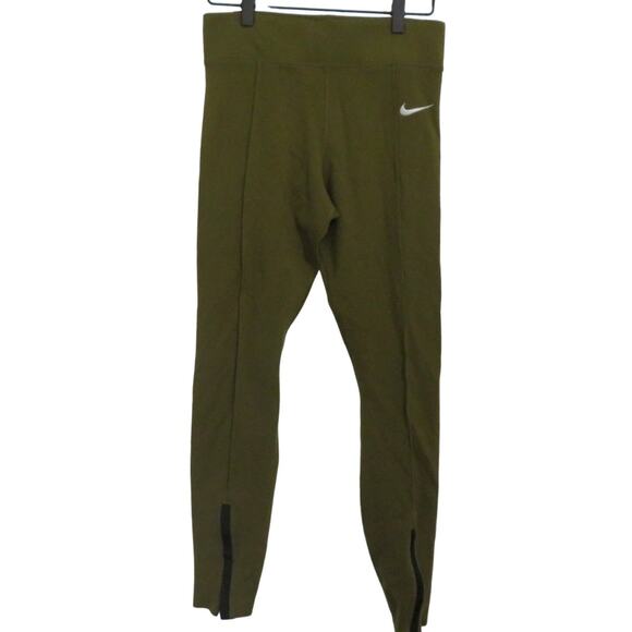 Nike Womens Sz S Army Green Legging Pant Zipper Hems High Waist Legging - Picture 1 of 7